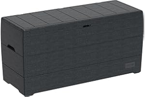 Caja de almacenamiento Duramax Cedargrain Durabox de 270 litros/71 galones, organizador de muebles de jardín, caja de cojines de plástico, caja de patio, gris oscuro