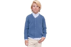 Lilax Baby Boys Basic Long Sleeve V-Neck Classic Knit Cardigan Sweater