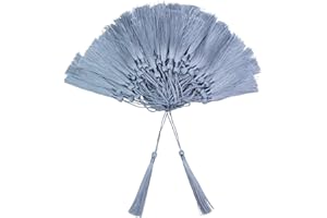 VAPKER - 100 nappine, fatte a mano, in morbida simil seta, 13 cm, con fili, utilizzabili come segnalibri, con passante da 5 cm, per la realizzazione di gioielli, progetti fai da, colore: blu acciaio