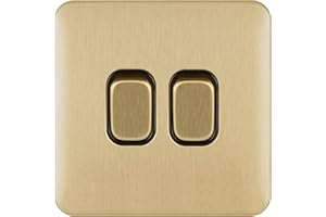 Schneider Electric GGBL1022BSBS Lisse - Przełącznik bezśrubowy, 10 AX 2G, 2 W, BSB, 240 V, mosiądz Satynowy