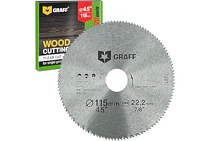 GRAFF Ostrze do piły tarczowej 115 mm do drewna, sklejki, laminatu, płyt kartonowo-gipsowych, tworzywa sztucznego, tarcza tnąca do drewna z trzpieniem 22,23 mm, narzędzia do rzeźbienia w drewnie, 120