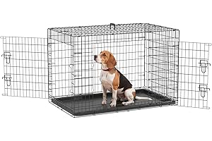 PawHut Jaula para Perros Plegable Transportín para Perros con 2 Puertas Bandeja Extraíble y Asa de Transporte 92x57x62,5 cm Negro