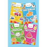 İlk Boyama Kitabım - Eğlenceli Boyama Seti 3 ( Meyveler - Sebzeler - Hayvanlar - Taşıtlar)