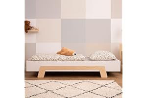 smartwood Letto singolo PUZZLE 100x180 - letto per bambino e adolescenti, lettino montessori bambino con rete a doghe - Bianco - 180x100