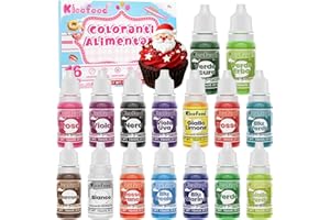 Coloranti Alimentari Liquido - Kicofood 16 Colori Colorante Alimentare Concentrato, Colori Alimentari per Glassare Fondente Torta Cuocere Dessert Decorare Macarons - 10ml