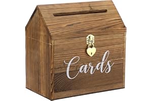 SUMNACON Vintage 25CM Holz Kartenbox mit Deckel Liebeschloss Hochzeit Kartenbox-Box für Jubiläum Weichnachten Hochzeit Geburtstag Baby-Shower Party Geschenkkarten Briefbox(Weiss,Braun)