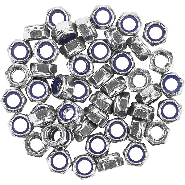 100 PCS M4 X 0.7mm 304 Stainless Steel Nylon Insert Lock Nuts - Self-Locking Hex Nuts