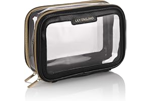 Lily England Kosmetiktasche Durchsichtig - Wasserfeste Kulturtasche, Durchsichtige Kosmetiktasche für Reisen und Alltag, Kulturbeutel Transparent für Frauen und Männer, Schwarz