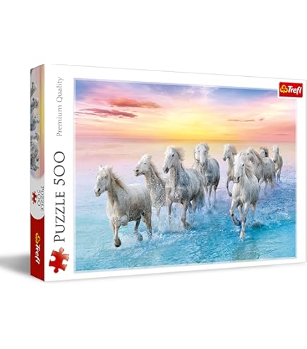 Ulmer Puzzleschmiede - Horse Puzzle Camargue Horses - Classic 500 Piece Animal Puzzle - The White Horse in the Wild in Camargue, Provence, South France