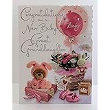 New Baby Granddaughter Buttoned Up Greeting Card Embellished Cards Baby