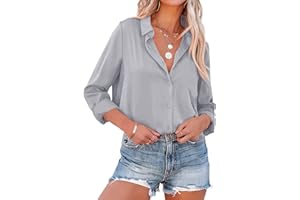 NONSAR Chemise élégante à manches longues et col relevé, blouse pour le bureau, haut décontracté, pour femme