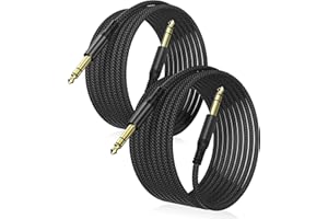 Elebase 6,35mm TRS Gitarrenkabel 3M 2Stück,1/4" Stecker Stereo Instrumentenkabel,Nylon Geflochten 6.3mm Klinke auf 6.3mm Klinke Audio Kabel Lärmschutz für Verstärker Gitarre, Bass, Tasteninstrument