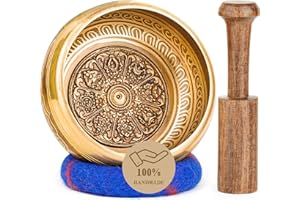 Hihealer Tibetan Singing Bowls Set 100% Nepal Handmade Large Sound Bowl with Instructions, Mallet, Cushion, Gift Box; Meditation, Yoga, Chakra Healing, Self Care Mothers Day Gifts for Women Men