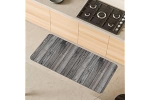 Comart - Tappeto Cucina Malaga - Passatoia 100% PVC - Antimacchia - Antiscivolo - Impermeabile - Tappetino Lavabile in Lavatrice - Corsia Moderna per Cucina e Corridoio - Legno Grigio - 55x130 cm