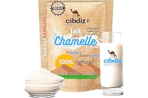 Lait de Chamelle Poudre - SuperFood Premium 100% Naturel du Désert d'Arabie - Bienfaits Goût & Vertus Exceptionnel Vegetarien Sans Gluten Sans Lactose Sans Additifs Conditionné par Cibdiz France 240GR