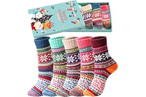 Fullogo Thermal Socks Women Thick Winter Warm Wool Socks for Ladies 5 Pairs, Women's Comfortable Warm Thick Socks Winter Wool Ladies Socks