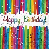 Rainbow Ribbons Birthday Party Napkins, 16ct