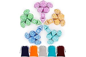 QMAY DND Dados 5x7 Set (35 unidades) Vintage Grabado Serie Poliédrico Juego de Dados para Dungeon and Dragons MTG Juegos de Mesa RPG DND D4 D6 D8 D10 D% D12 D20