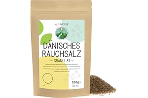 Alpi Nature Granulés de Sel Fumé Danois 1-3 mm 100g, Sel de Mer Granulé au Bois de Hêtre Fumé à Froid