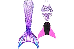 NAITOKE Niñas Cola de Sirena con Aletas para Nadar/Vacaciones/Fiesta/Fotos