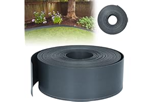 Aufun Rasenkante Elastische Beeteinfassung Rund, Gartenumrandung Robustes Beetumrandung für Kurven, Unsichtbar Lawn Edging aus stabilem Plastik(20m x 12cm，Schwarz)