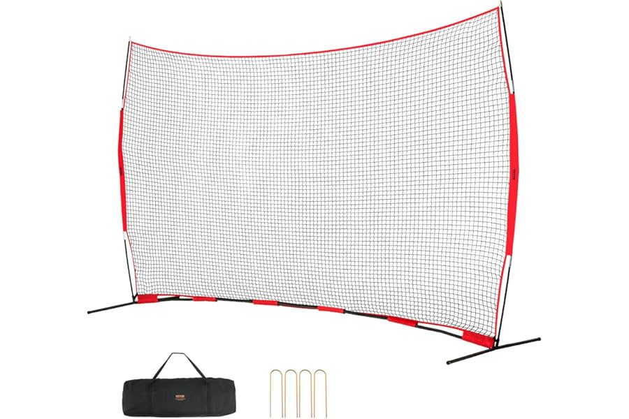 VEVOR Barricade Backstop Net, Ball Sports Barrier Netting, Portable Practice Equipment with Carry Bag, Protection Screen for Baseball Softball Lacrosse Soccer Hockey Training, for Backyard