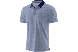QIXING Summer Mens Golf Polo Shirts Moisture Wicking Printed Short Sleeve Quick Dry Polo T Shirts for Men Casual Golf Tops