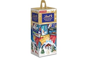 Lindt - Napolitains SWISS PREMIUM CHOCOLATE - Mix de Chocolats -Noisettes, éclats de Nougat, Blanc-éclats de Nougat, LINDOR, Noir Pointe de Sel, Noix de Coco - Idéal pour Noël, 500g