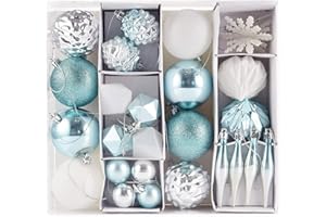 HEITMANN DECO Zestaw 29 bombek choinkowych – ozdoby bożonarodzeniowe turkusowe srebro białe do zawieszenia – tworzywo sztuczne ozdoby choinkowe turkusowo-białe srebrne