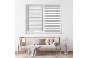 ECOMMERC3 | Estor Enrollable Noche y Día Sin Taladrar Tamaño 120x150 - Estor Easyfix SIN Herramientas Tamaño Tela 117x145 - Estor Noche y Día Gris Plata