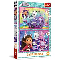 Trefl 4-en-1 Puzzles Gabby's Dollhouse – 35 à 70 Pièces – Niveaux De Difficulté – Dès 4 Ans