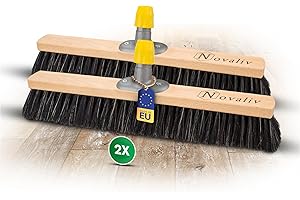 ‎NOVALIV Novaliv 2X Besenkopf 50cm Rosshaar Mischung I Feinstaubbesen weiche Borsten I Großraumbesen Kehrbesen Hofbesen