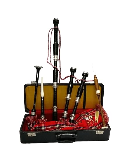 Cornemuse Great Highland En Palissandre - Set Complet Avec Anches, Housse Tartan Et Accessoires