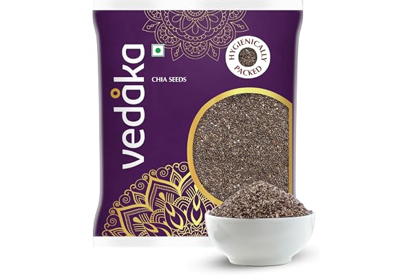 Amazon Brand - Vedaka Chia Seeds 500 Gram Rich In Protein, Calcium & Omega Fats Healthy Snack On-The-Go