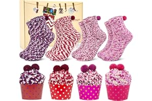 YSense Snug Femme Hiver Chaussette Chaud Cadeaux Cupcake Chaussettes Moelleuses Floues chaussettes pantoufle Doux Chaussette Cupcake Polychrome Chaussettes de Noël