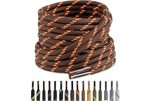 Puzeam 2 Paire Lacets Ronds pour Bottes, Lacets Résistants et Durables pour Chaussures de Travail, Chaussures de Randonnée, Chaussures de Sécurité