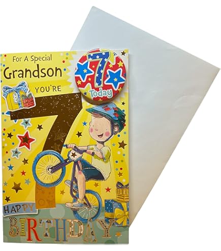 Angelic Pretty Tarjeta De Cumpleaños A5 Especial Para Mi Querido Nieto - Con Mensaje De Amor, Diseño Bonito Tarjeta Cumpleaños Para Nieto