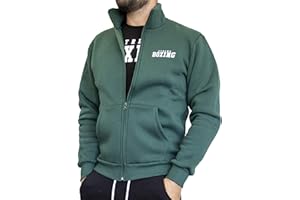 XTREME BOXING - Felpa in Cotone Felpato Full Zip e Collo Alto, Felpa Calda, Tuta Uomo in Cotone, Sportiva, Casa, Palestra, Jogging, Tempo Libero