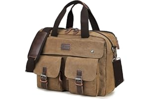 RAVUO Porta Pc Portatile 15.6 Pollici, Multifunzione Borsa Porta Computer Documenti con Tasche Multiple Porta Pc per Laptop per Viaggi,Affari,Insegnante,Scuola,Ufficio,Marrone