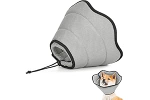 VavoPaw Collier de Cône pour Chien Chat, Collier de Récupération Confortable pour Animaux, Collerette pour Chat après Une Opération, Collier Anti-Morsure Protection Souple pour Chiens, M, Gris