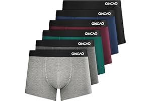 QINCAO Boxers Homme Lot de 6 Coton Pas d'étiquette Qui Gratte sous-vêtement Fitted Trunk Caleçons Ultra Doux Confortale