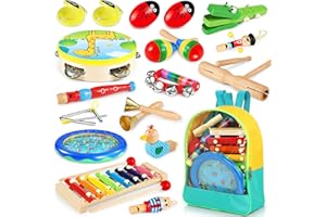 Jojoin 24 Pcs Juguetes Instrumentos Musicales, 12 Tipos de Juguetes de Instrumentos, Instrumentos Musicales Madera, Educativo Musical para Bebés, Regalos para Niños de Navidad Pasqua y Cumpleaños.