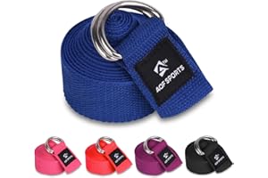 AQF Yoga Strap 1.8M, 2.4M, 3M Soft Cotton Leg Stretcher with D-Ring Buckle Adjustable Fitness Belt for Leg Stretching & Body Stretch Band