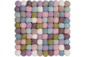 myfelt Greta Filzkugel-Topfuntersetzer, quadratisch, Schurwolle, Bunt, 20 x 20 cm