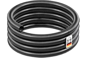 Wiltec Tuyau d'aspiration noir – 10 m/Ø 50 mm (2") / 435 g/m – avec Spirale de renforcement – Tube souple sans pression en PVC – pour Arrosage Irrigation Jardinage Évacuation Refoulement
