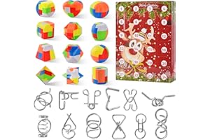 DAOUZL Calendario de Adviento 2025, 24pcs Alambre de metal y rompecabezas de plástico, Juegos de Ingenio Calendario de Adviento, Juego Logica De Regalos Sorpresa Navideños