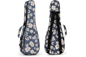 SHANNA Sac Coloré pour Ukulélé 26 Pouces, Housse pour Ukulélé, Soprano Etui Ukulélé, Rembourré pour Ukulélé avec Bretelles Réglables, Rembourrage épais et Fermeture à Glissière Améliorée, Style Hawaïen