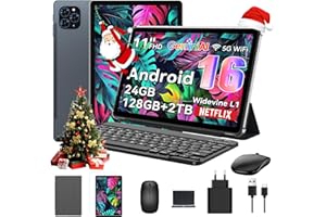‎TABWEE Tablet 2025 Das weltweit erste Android 16 Tablets mit Gemini AI, 11 Zoll FHD Display, 24GB RAM 128GB ROM / 2TB TF, 13MP Kamera, 8000mAh, Widevine L1, 5G WiFi, 2 in 1 - Tablet mit Tastatur und Stift