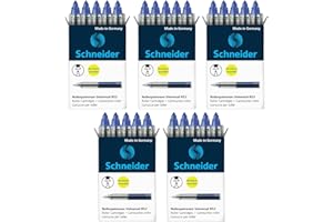 Schneider Universal 852 - Cartuccia roller, cancellabile, per scooter Breeze, Base Senso/Ball e ID Duo, inchiostro: blu reale, 5 confezioni
