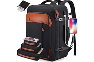 Roadcheer Handgepäck Rucksack Flugzeug, 42L Reiserucksack Herren Travel Backpack für 17 Zoll Laptop, Wasserdichter Reiserucksack Erweiterbarer, Carry On Luggage für Geschäftsreise & Arbeit